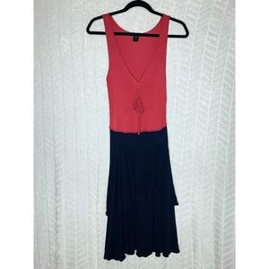 Marc by Marc Jacobs Dress Tiered Ruffle Sleeveless Bow Tie Button V-Neck- S